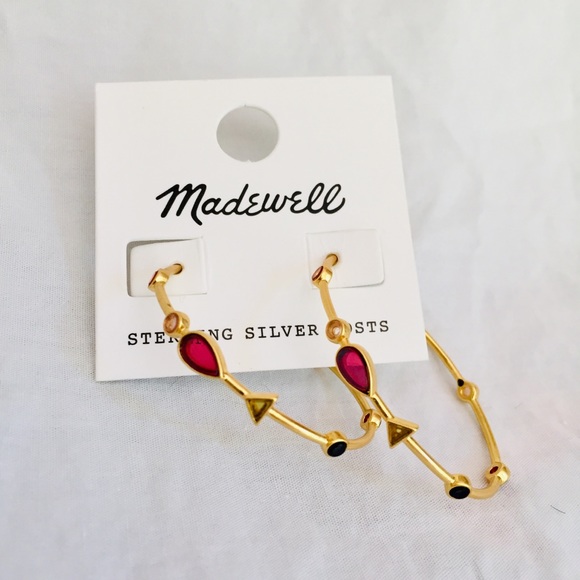 NWT Madewell Geometric Golden Oval Hoops - Picture 2 of 5